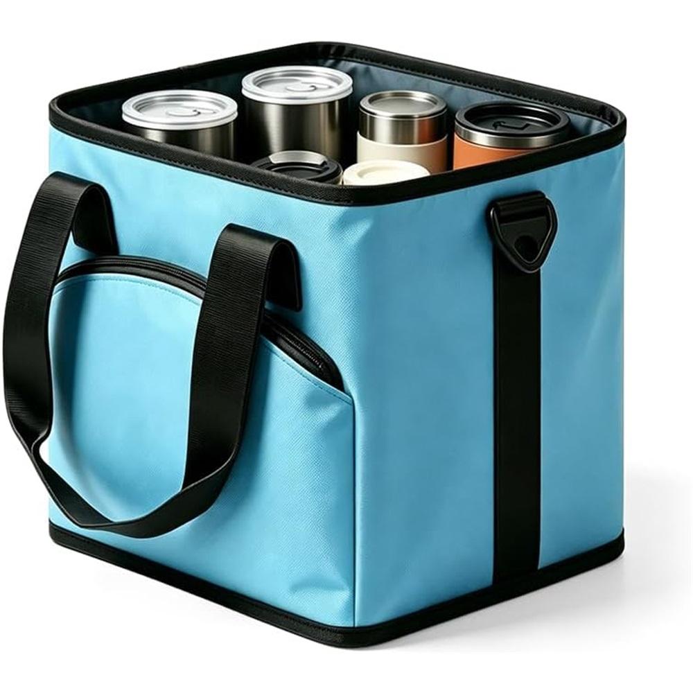 Insulated beverage bags, family-sized four-compartment beverage bags with adjustable shoulder straps, foldable insulated beverage bags. синий