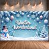 Seasonal Backdrop Lightweight Fabric Winter Wonderland Banner Frosted Tree Backdrop Festive Design Snowman Banner For Seasonal
