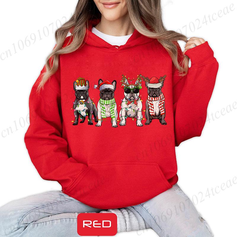 Christmas Dachshund Printed Hooded Sweatshirt Merry Christmas Women's Loose Hoodies Xmas Dog Cartoon Anime Hoody Clothing