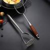 Wood Handle Stainless Steel Potato Masher Manual Rust-proof Pumpkin Crusher Corrosion-resistant Professional