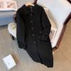 Plus Size Women's Autumn and Winter Tweed Jacket Trench Coat Hepburn Style Coat