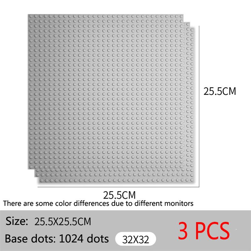 Non-Toxic 3Pcs Classic Base Plates Blocks 32X32 32X16 Dots Building Baseplates Bricks Assembly City Road Moc Friends City Toys