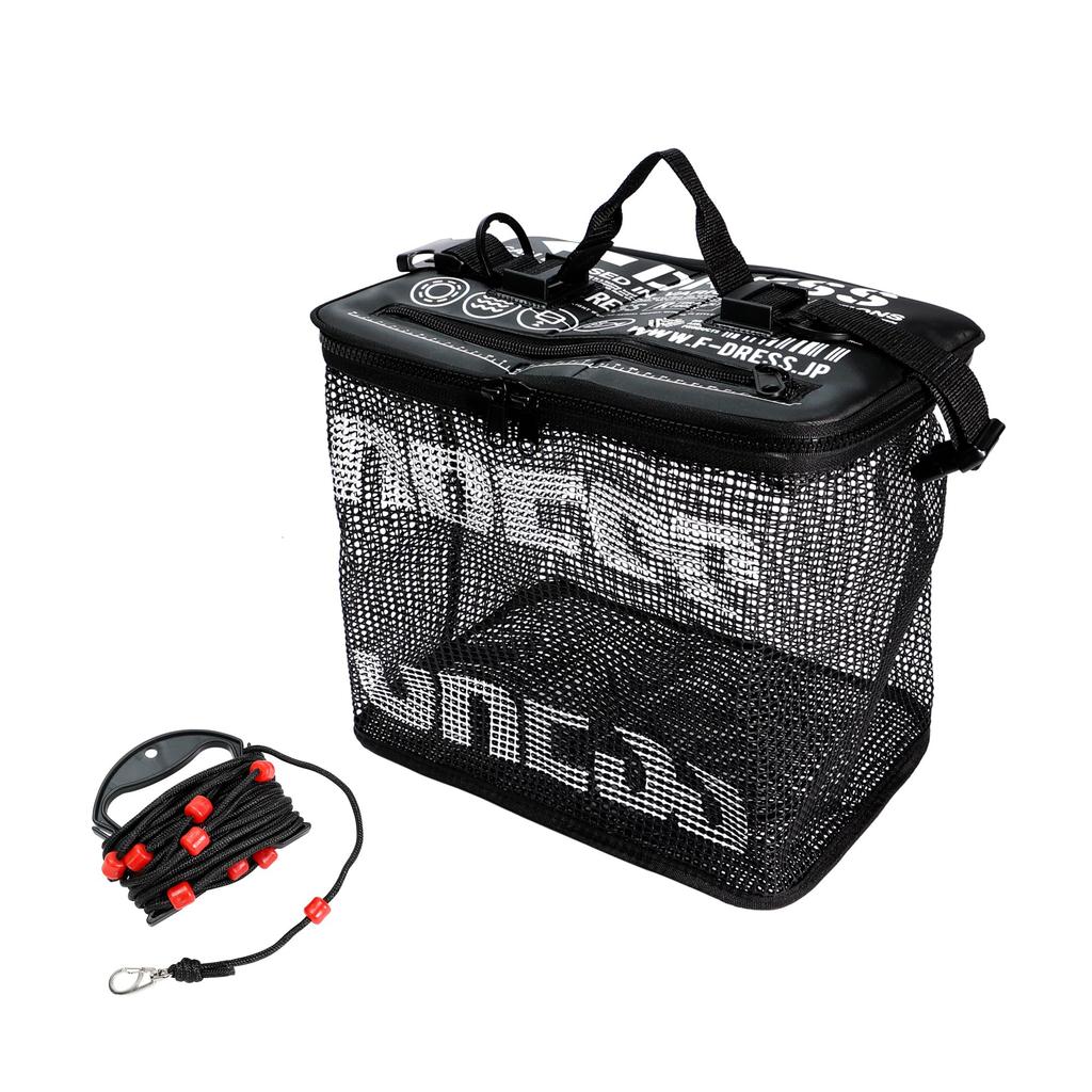 DRESS Folding Floating Scaly, Black, Medium, Stealth Black EVA, Multi-functional Fishing Tackle Bag, Tackle Case, Stringer, Bucket