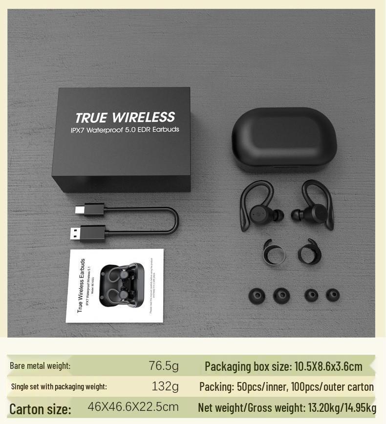 IPX7 Waterproof Wireless Bluetooth 5.3 Over-Ear Sport Headphones with Stereo and Call Capabilities