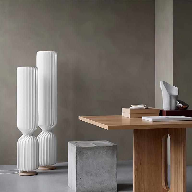 Nordic Modern Floor Lamp with LED Light Source Cloth Art Design White Silk Shade for Home Decor Living Room Restaurant Hotel