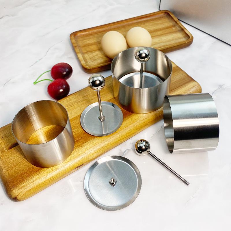 Stainless Steel Round Cold Dish Mold Set - 3-Piece for Creative Kitchen Plating and Decoration.