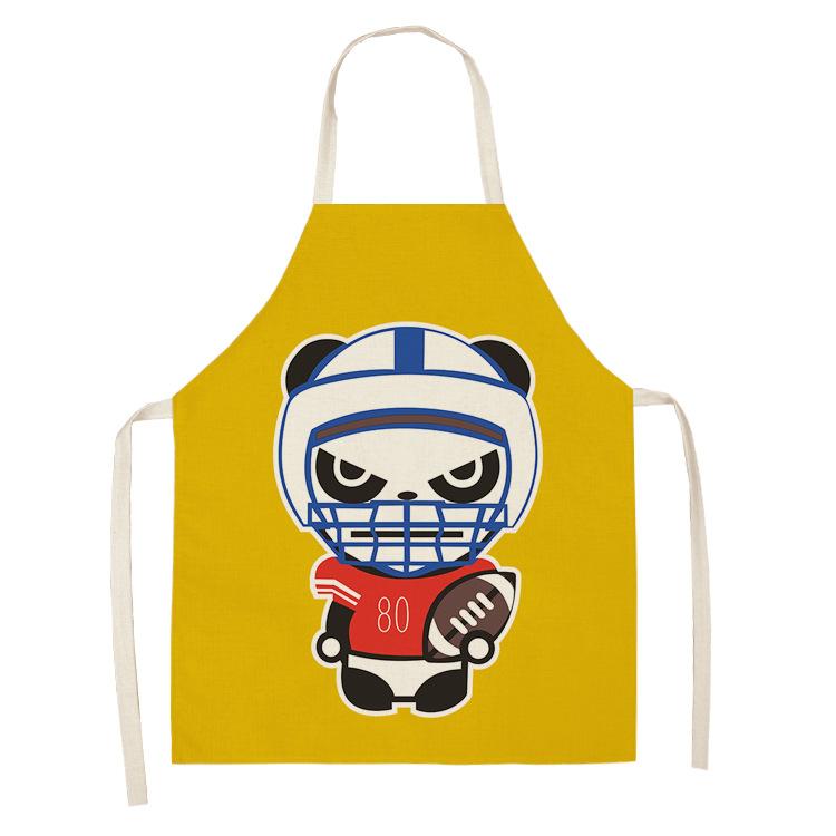 Cartoon Panda Multi-functional Linen Apron Dress Garden Children's Aprons for Woman Man Kids Pink Kitchen Baking Accessories