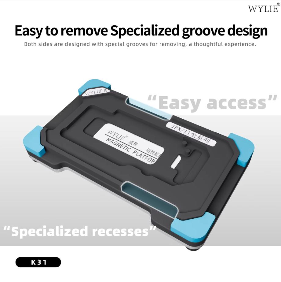 WYLIE K31 Mid-Layer Planting Tin Template For iPhone X-17 Pro Max Motherboard BGA Middle Layer Reballing Stencil Platform