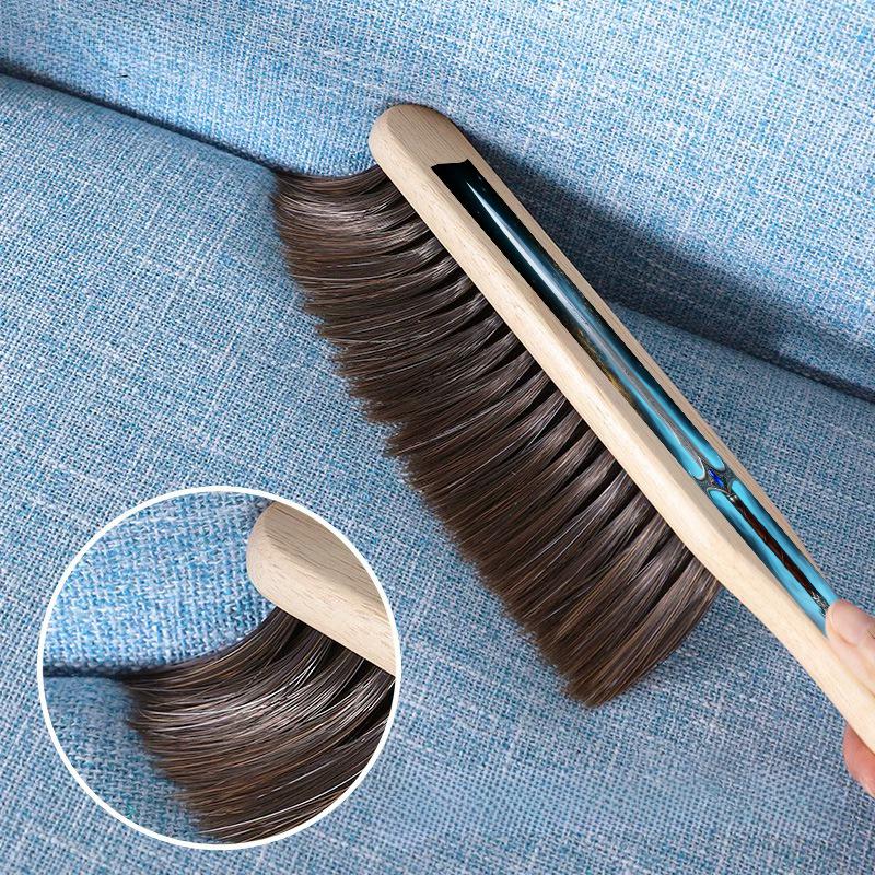 1/2PCS Multi-Purpose Soft Bristle Cleaning Brush Wooden Handle for Sofa Clothing Bed Linens Furniture Lint Dust Removal Gentle