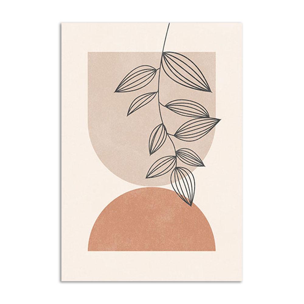 Abstract Lines Art Prints Boho Plant Leaves Wall Pictures Beige Posters Nordic Modern Canvas Painting Living Room Decor Painting