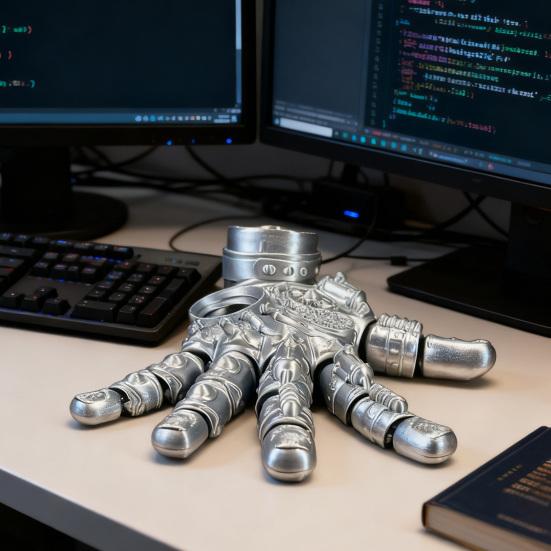 3D Printed Mechanical Hand Figurine Movable Joints Robotic Hand Statue Stress Relief Palm Fidget Toy Home Office Desktop Decoration Ornament