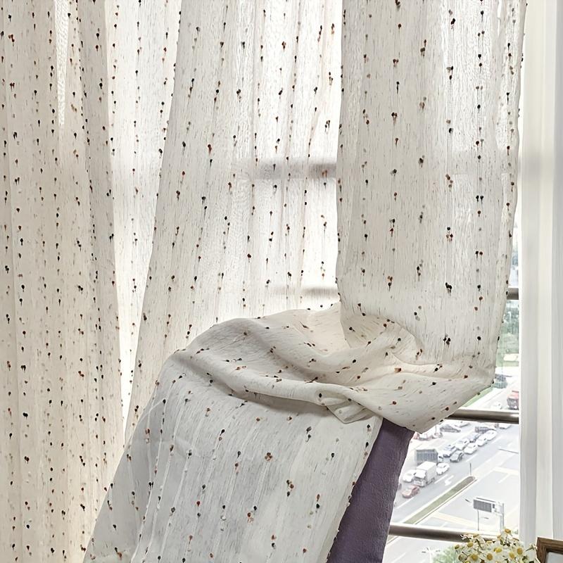 1 pz Tende in Tulle Vintage Passanti Superiori Decorazione Soggiorno Tende con Ricamo Cartone Animato Tende Parasole Camera da Letto Balcone