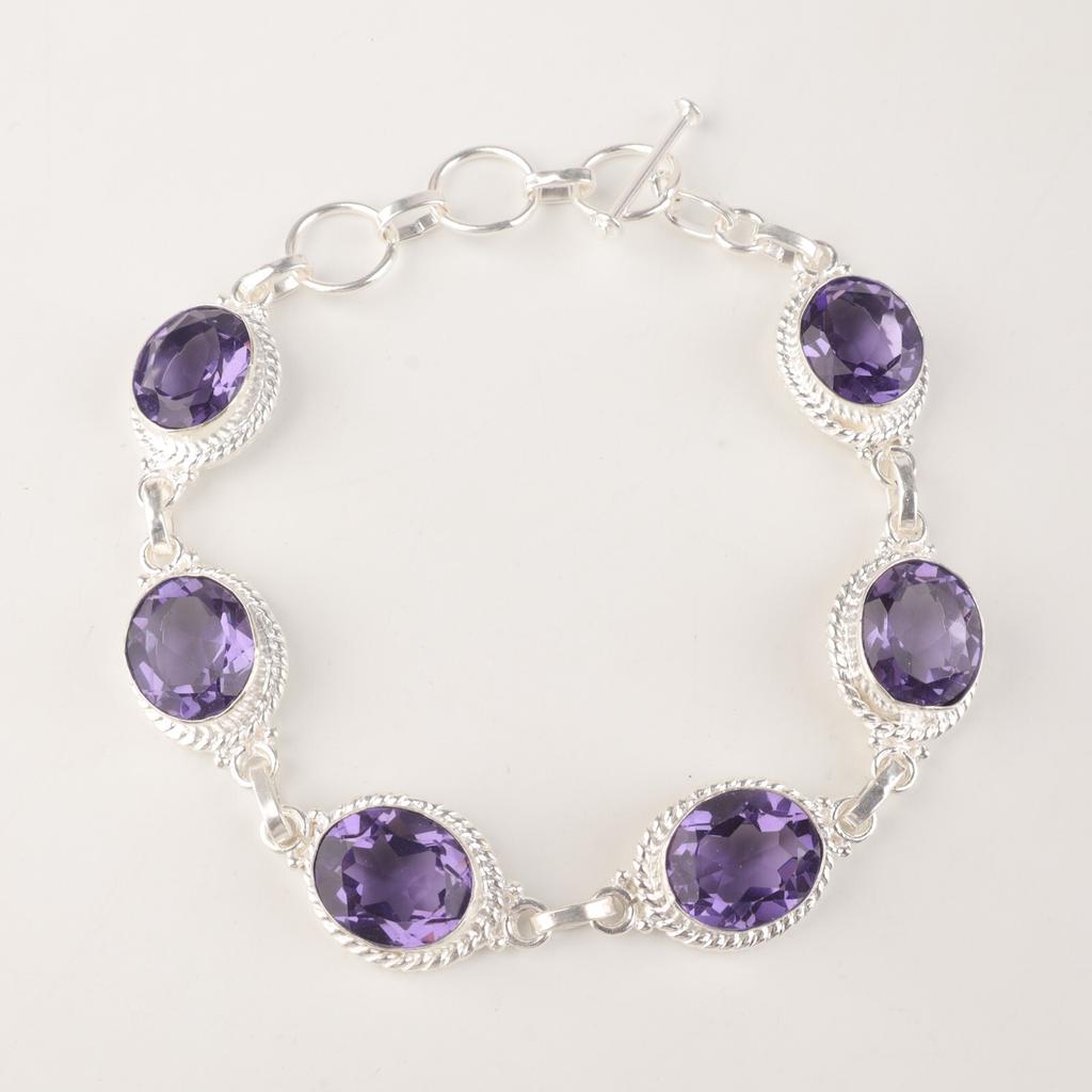 Iolith Edelstein 925 Gestempeltes Silber Schmuck Handgefertigtes Armband 8,5" Für Frauen Geschenk RB-2-3