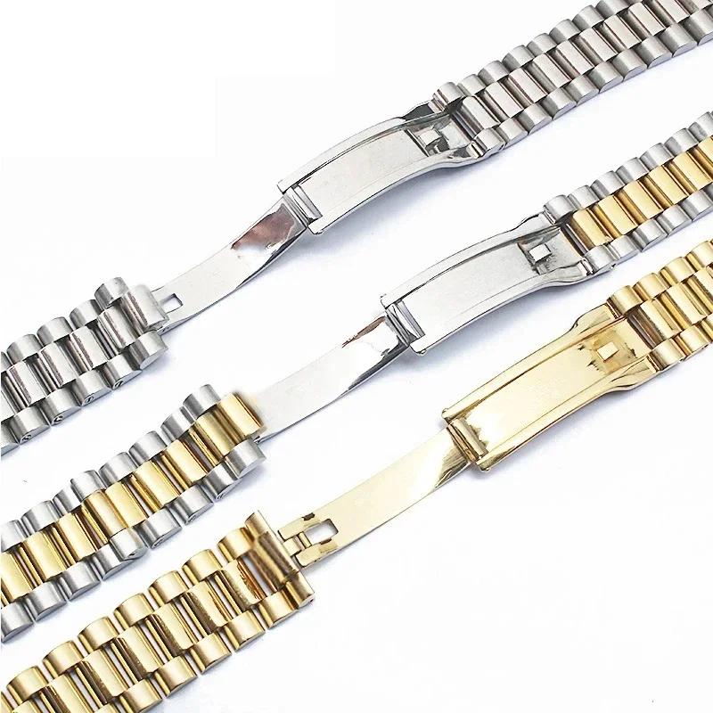 Accesorios de Acero Inoxidable Sólido para Relojes Correa de 20 mm 21 mm Para Rolex DATEJUST DAY-DATE OYSTERPERTUAL DATE Correas de Reloj Plateadas para Hombre
