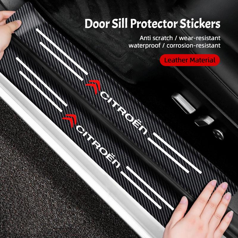 Carbon Fiber Car Door Plate Threshold Protector Sticker For Citroen C4 C3 C5 C1 Jumpy Saxo Berlingo Grand Picasso Cactus C2 Interior Mirrors 6