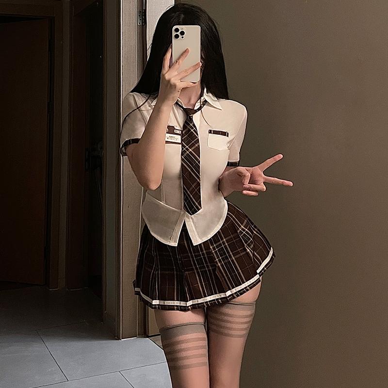 Sexy Schoolgirl Lingerie For Women Costumes Roleplay Pleated Mini Skirt Women Sexy Students Naughty