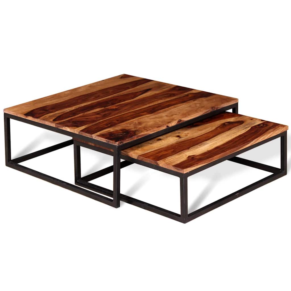 2 Piece Nesting Table Set Solid Acacia Wood