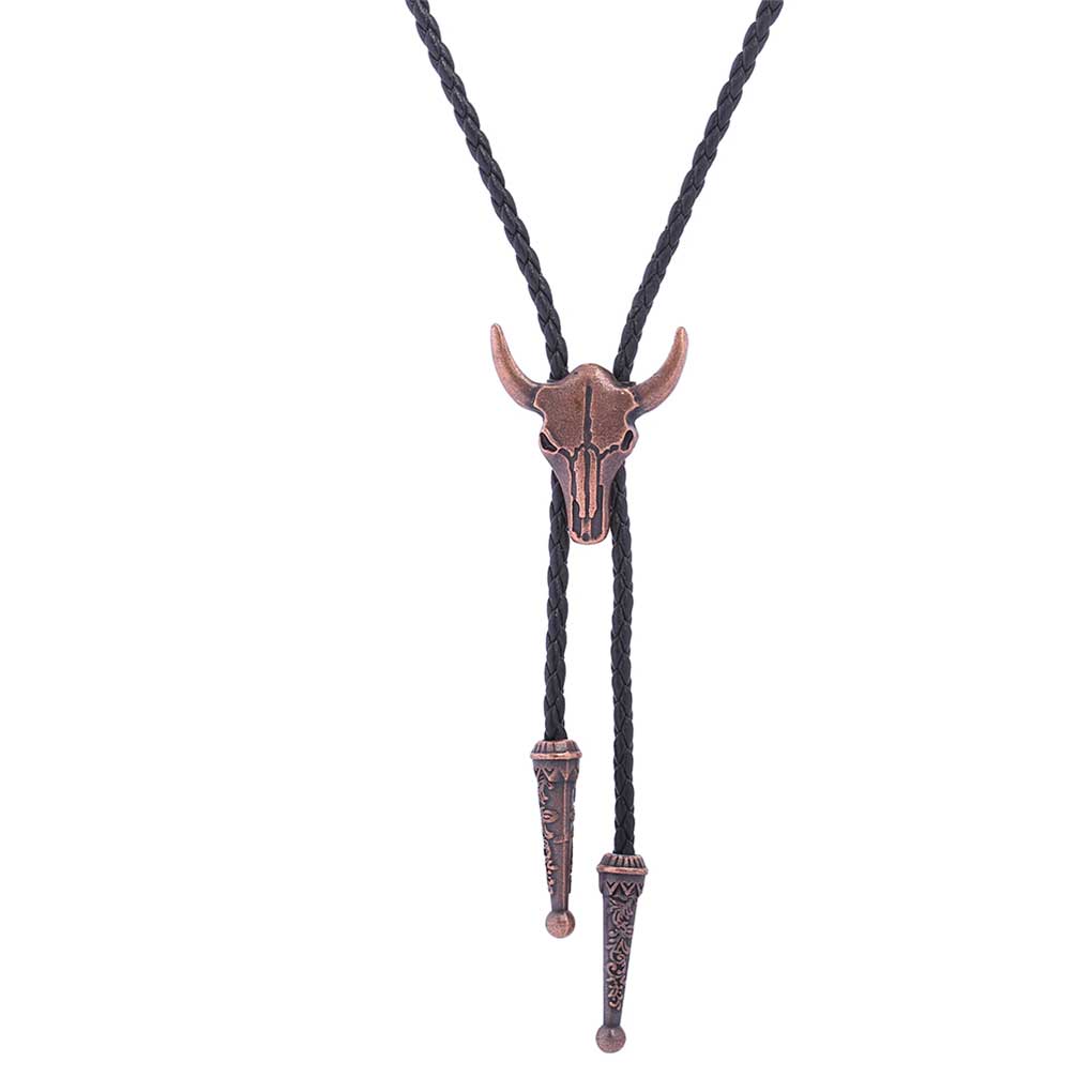 Vintage Metal Stone Black Hat Bolo Tie with Gemstones Leather Rope Pendant Necktie Jewelry Western Tie Western Necklace Costume