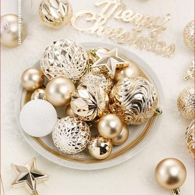 65PCS Durable Plastic Christmas Ball Set 8 Colors Suspensable Xmas Ornament Ball Xmas Baubles Scene Supplies
