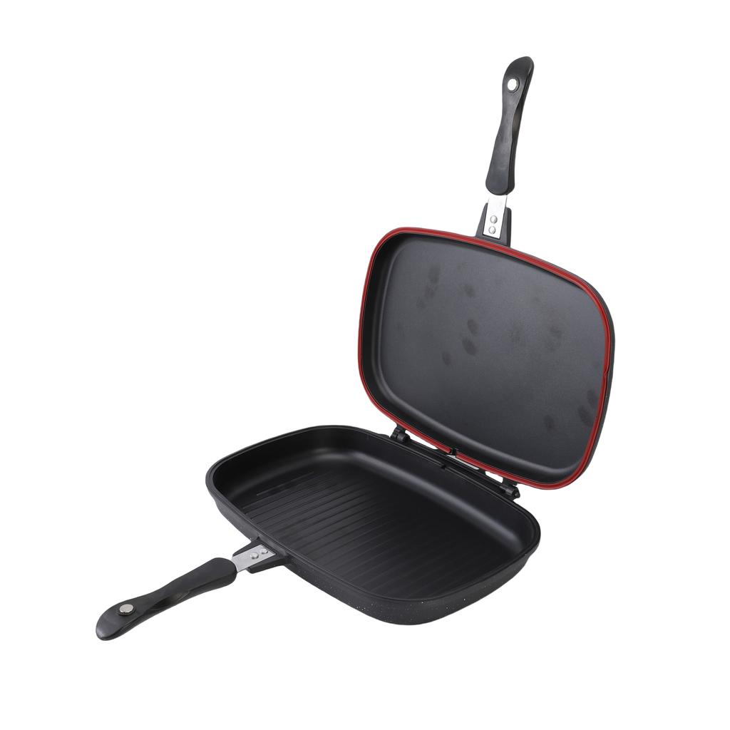 Double Sided Frying Pan Non Stick Uniform Heating Grill Pan for Gas Stove Kitchen Supplies