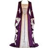 Women's Plus Size Dress Flared Sleeves Retro Long Gold Velvet Dress