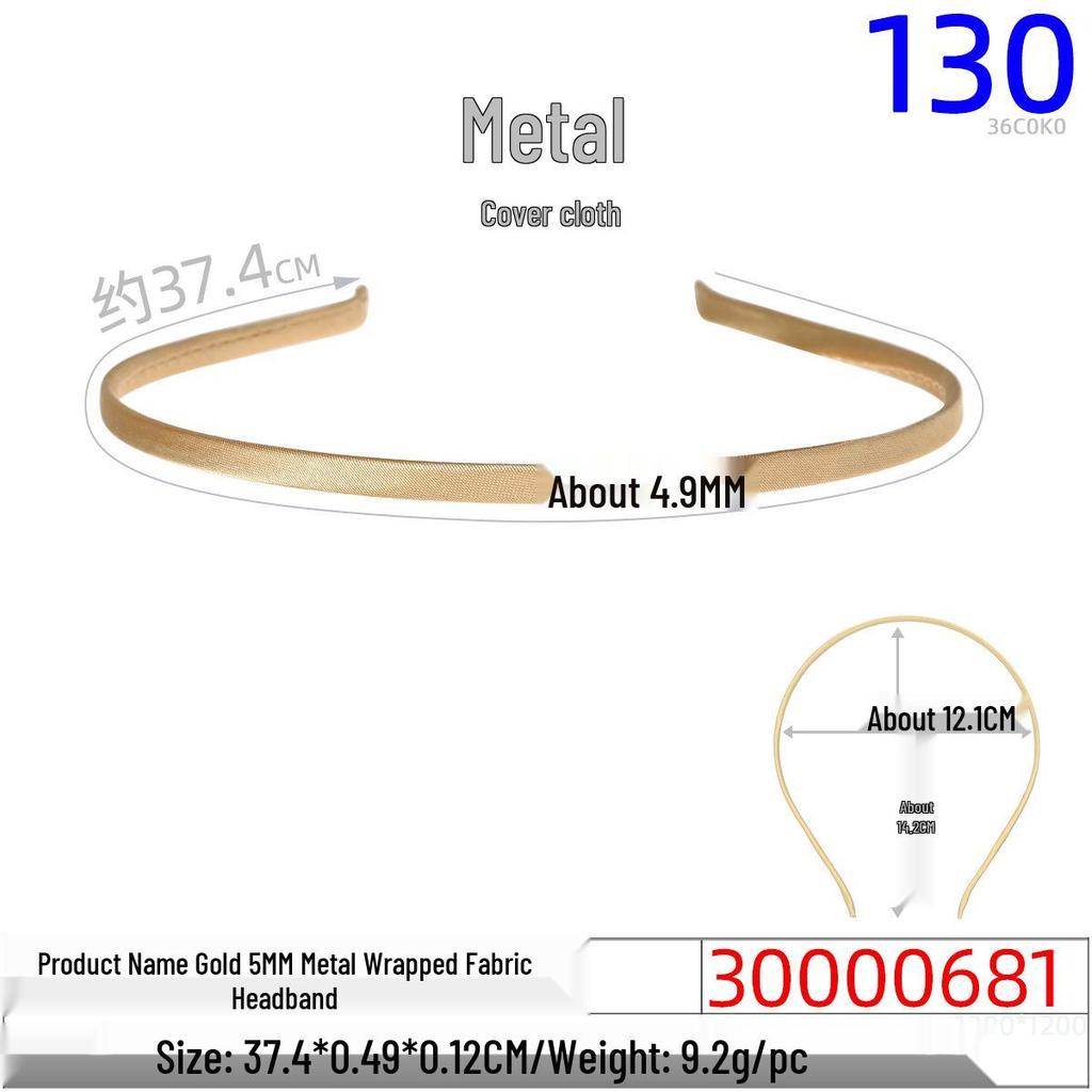 Children's 5mm Rainbow Fabric-Covered Metal Headband for DIY Jewelry