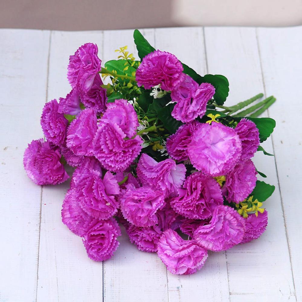 New 12 Heads Artificial Flowers Silk 6 Colors Small Carnation Wedding Arch Decor Carnation
