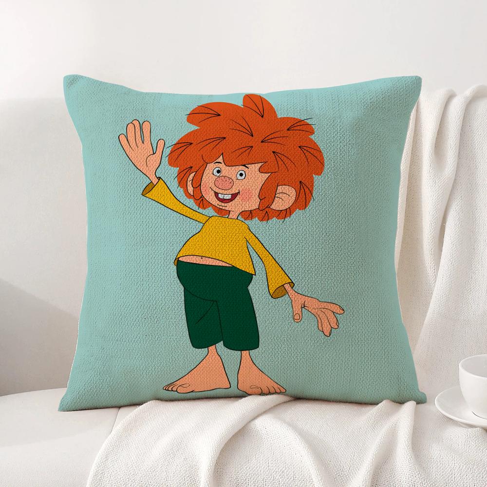 MMeister EEder und Sein PPumuckl Cushion Cover Natural Linen Organic Fabric DoubleSided Printing Sofa Home Decor Bed Pillow