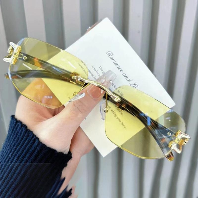 

Металлические очки без оправы с защитой от синего света для женщин и мужчин, квадратные очки в стиле панк, популярные градиентные очки