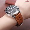 Handcrafted Cowhide Leather Strap Ventilated Design Watch Band 18mm 20mm 22mm for Omega Vintage Green Brown Black Men's Bracelet