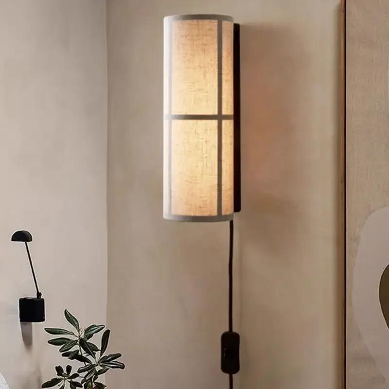 Cloth wall lamp with plug living room aisle bedroom bedside lamp homestay decorative atmosphere lamp