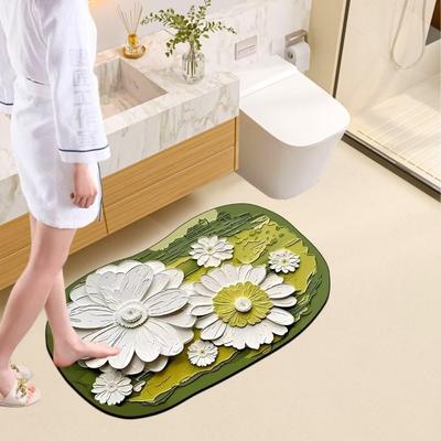 2pcs Imitation Diatom Mud Bathroom Absorbent Floor Mat Dirt-resistant Non-slip Entry Door Mat Toilet Floor Mat