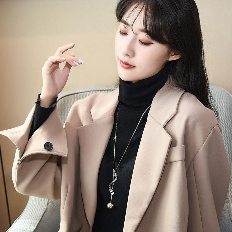 2021 Autumn And Winter Simple Jewelry Long Necklace Female Douyin Same Decorative Geometric Pearl Sweater Chain