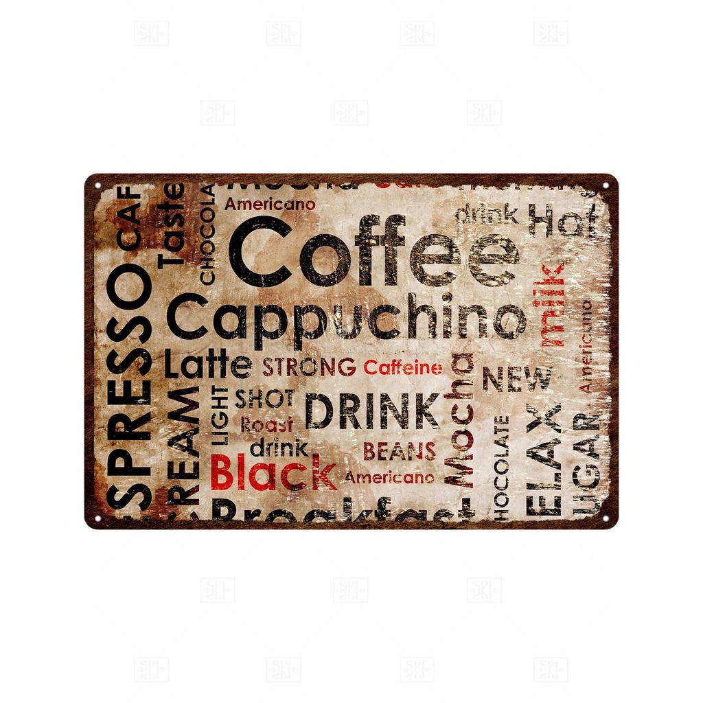 Coffee Vintage Tin Sign Metal Sign Decorative Plaque Retro Plate Cafe Kitchen Living Room Coffee Bar Decoration