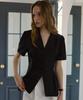 DEHEVE Classic Open Collar Blouse [Black]