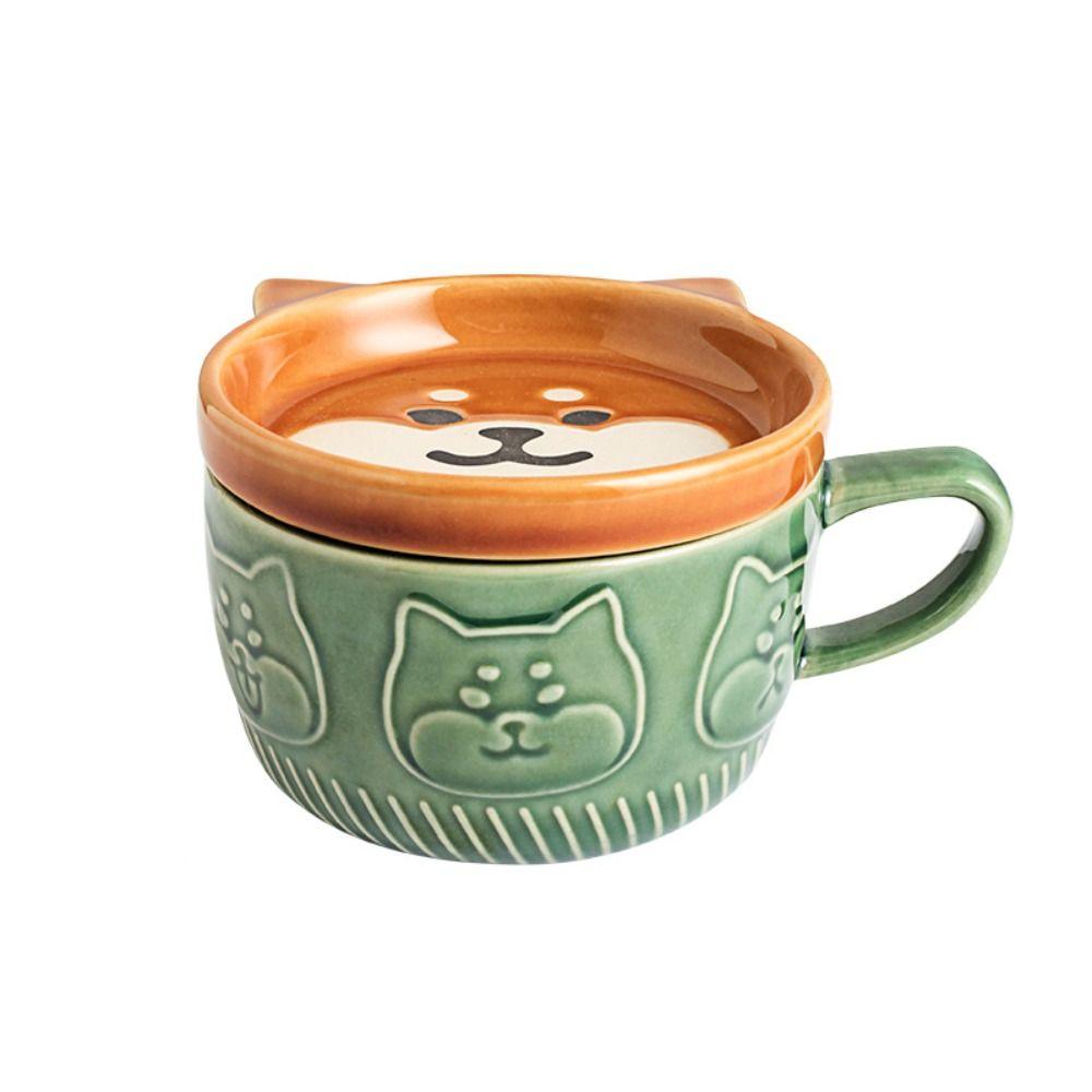 Cat Alpaca Ceramic with Lid Creative Novelty Tumbler Cup Coffee Mug Tea Cup Drinkware