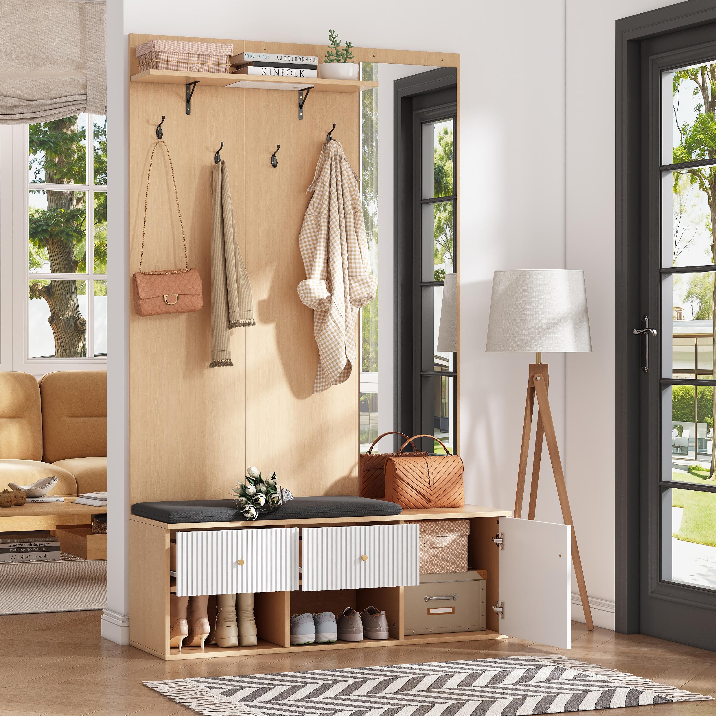 120*40*200cm Multifunctional Coat Rack Set, Wood