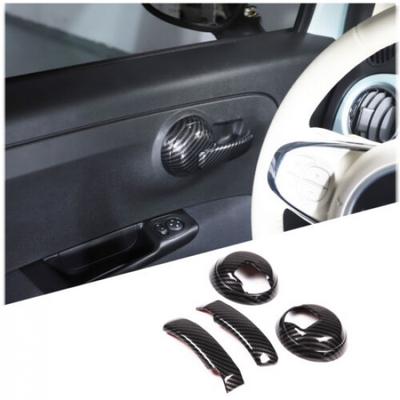 ABS Carbon Fiber Inner Door Handle Frame Cover Trim For 500 Abarth 595 2010-