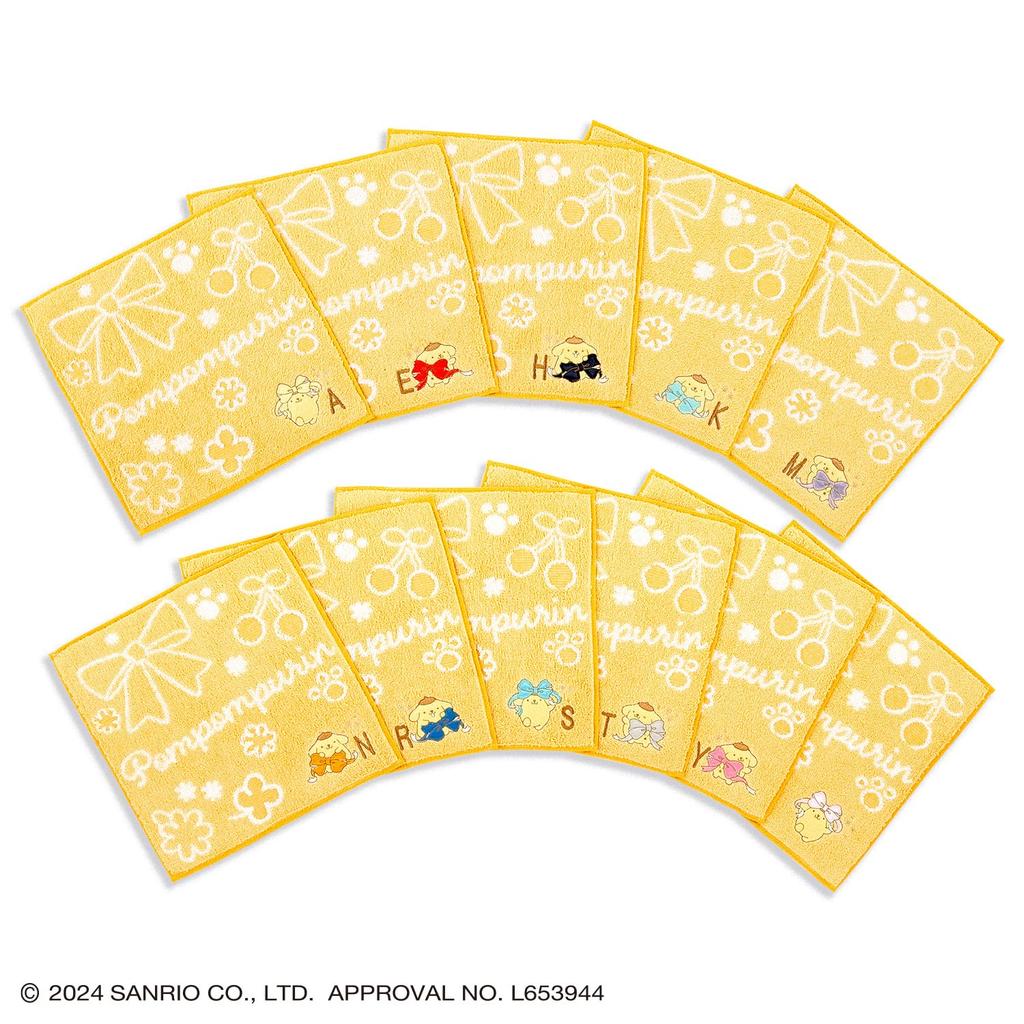 Towel Museum Sanrio Big Ribbon Pompompurin Towel Handkerchief YS Yellow Initial S 25 x 25 cm 28-2030072 Approx.