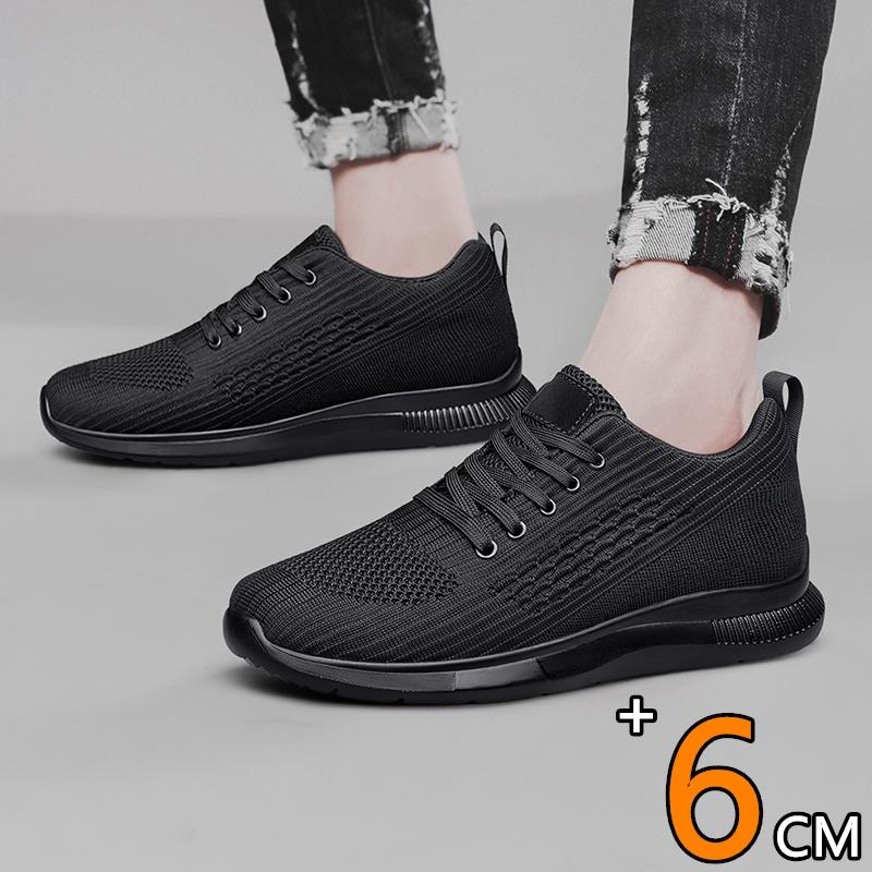 Fashion Men Big Size 37-47 Breathable Mesh Elevator Sport Shoes Soft Comfortable 6cm Hidden Heels Height Increasing Sneakes Lift Casual