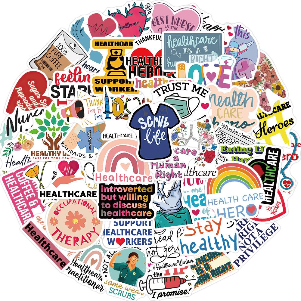 52 Cartoon Care Health Graffiti Stickers Decorate Guitar Notebook Suitcase DIY Waterproof