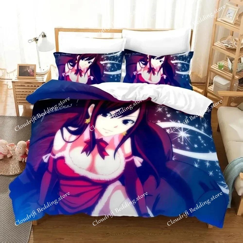 Literie Anime Fairy Tail Impression 3D Ensemble de Couette Housse de Couette Ensemble de Lit Housse de Couette Taie d'Oreiller Couette Taille King Queen Garçons Adultes Literie