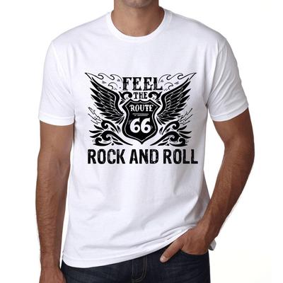 Vīriešu vintage T krekls Grafisks T krekls Feel The Rock and ROLL White