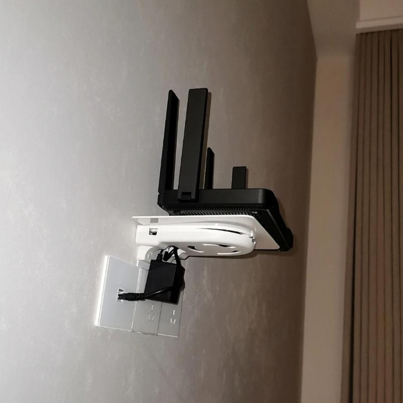 Wall Router Shelf Outlet Placement Holder For Routers And Media Boxes Strong Adhesive Bracket For Desktop Management