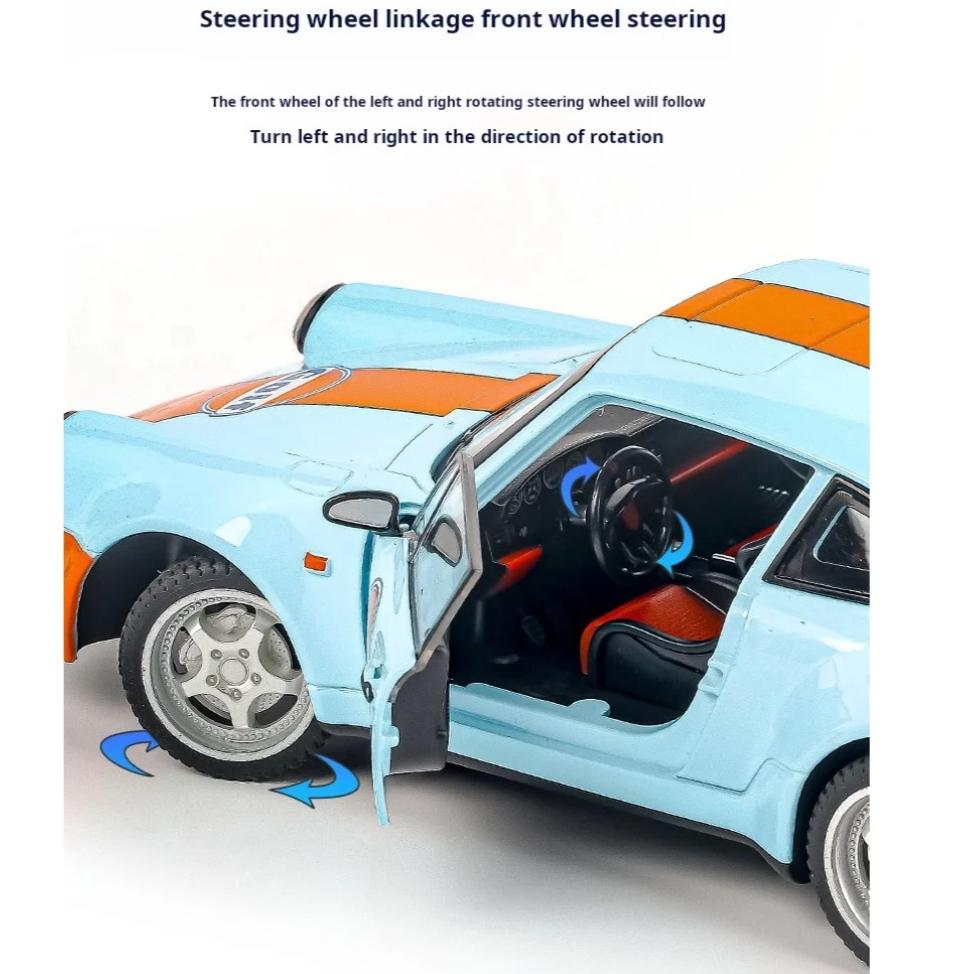 1/24 Ölçekli Porsche 964 Carrera RS 911 Alaşım Araba Diecastlar ve Oyuncak Araçlar Araba Modeli Ses ve Işık Geri Çekmeli Araba Çocuklar için Oyuncaklar Hediyeler