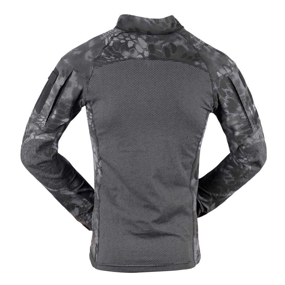 Maglia Tattica da Combattimento da Uomo Traspirante ad Asciugatura Rapida con Camouflage a Maniche Lunghe
