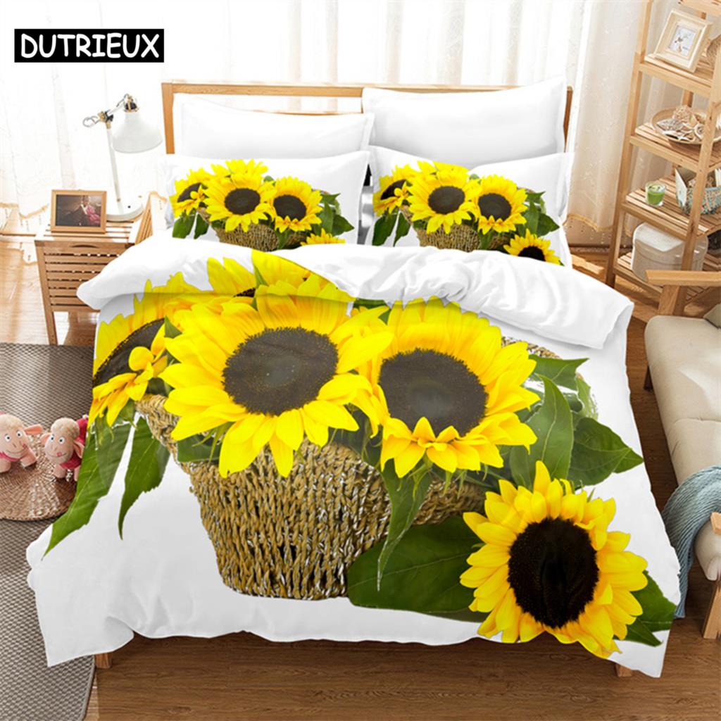 Sunflower Queen Bedding Set Duvet Cover Set Kids Bedding Digital Printing Bed Linen King Size Duvet Cover Set Bedding Set