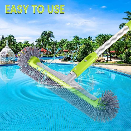 Βούρτσα Καθαρισμού Πισίνας Γωνιακός Σφουγγαράκι Καθαρισμού με Χειρολαβή Φαρδιά Κεφαλή Βούρτσας με Ημισφαιρικές Τρίχες για Πλακάκια Τοίχου Πισίνας