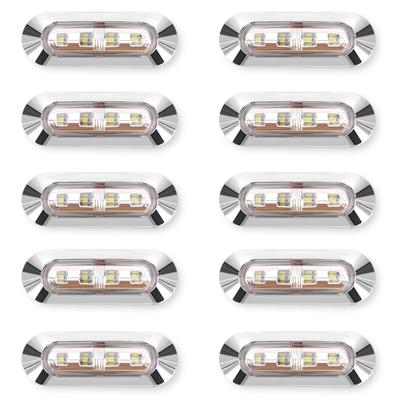 Lezalic 10pcs 24V LED Color Lens 4 Row High Intensity Small Lamp Side Marker Waterproof Truck Plating Custom (White)