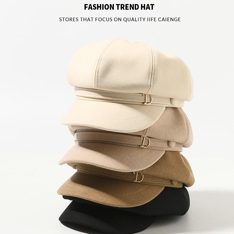 Autumn and winter hat women's literary and retro octagonal hat fashion versatile duck tongue beret painter hat